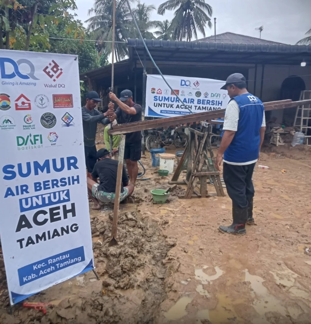 Perluas Manfaat, DQ Kembali Bangun Sumur Bor untuk Penyintas Banjir di Alur Manis, Kec. Rantau, Kab. Aceh Tamiang